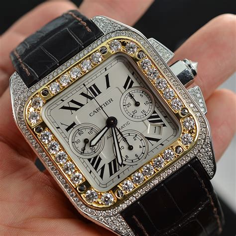 cartier gold watch with diamonds.